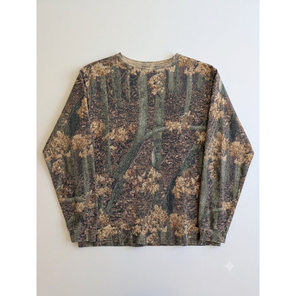 Vintage Americas Best Retro Tree Camo Long Sleeve T-Shirt XXL USA Cotton Forest
